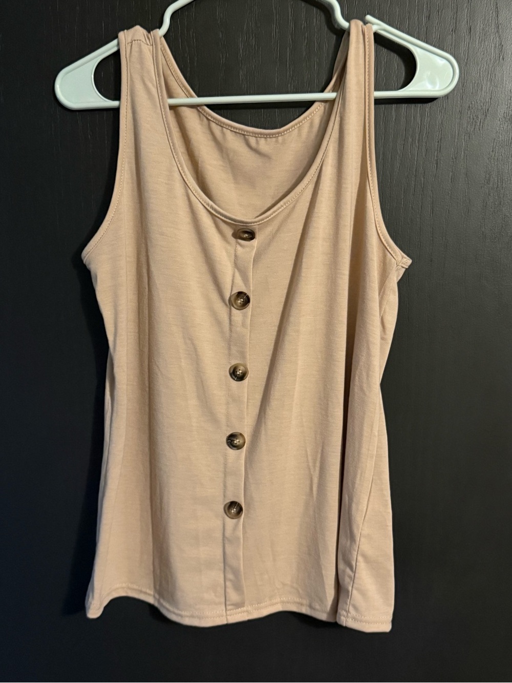 SHEIN Beige Button-Front Scoop Tank Top